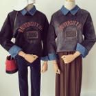 Embroidered Letter Mock Two-piece Sweatshirt