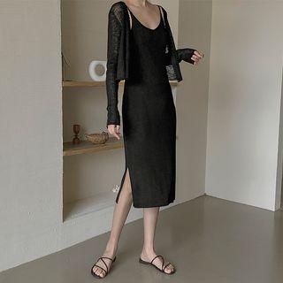 Knit Set: Cropped Cardigan + Sleeveless Dress