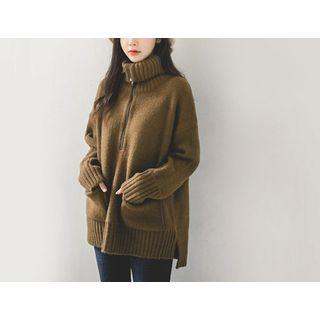 Turtle-neck Zip-front Sweater