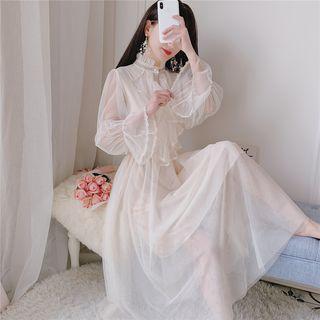 Long-sleeve Midi Sheer Dress