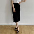 Crinkled Long Pencil Skirt Black - One Size