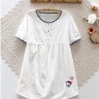 Short-sleeve Cat Embroidered Top