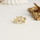Heart Faux Cat Eye Stone Alloy Open Ring 1 Pc - Ring - Gold - One Size