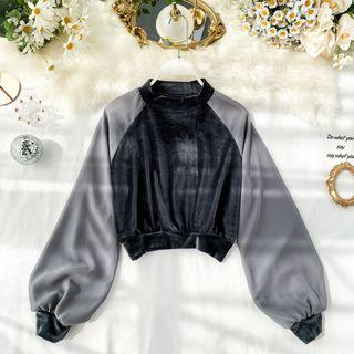 Chiffon Panel Pullover