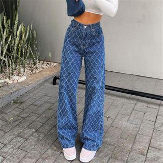 Pattern Wide Leg Jeans