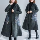 Patched Hooded Single-breasted Midi Coat