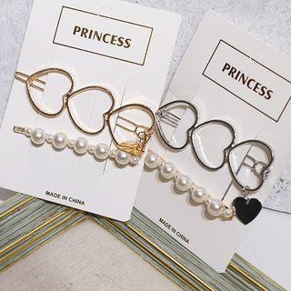 Set: Faux Pearl / Heart Hair Pin (assorted Designs)