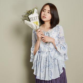 Print Frilled Chiffon Top