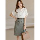Double-button Flap Midi Skirt