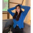 Hooded Zip-up Cardigan Blue - One Size