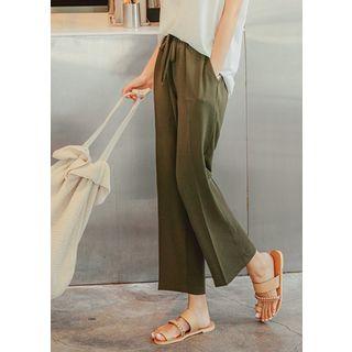 Plus Size Elasticized-waist Sleek Straight-cut Pants