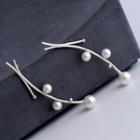 Beaded Ear Stud 1 Pair - Silver - One Size