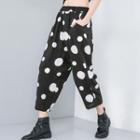 Dotted Cropped Harem Pants Black - One Size