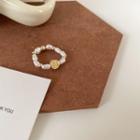 Smiley Faux Pearl Ring Gold & White - One Size