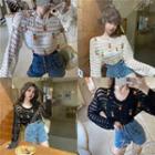 Pineapple Detail Pointelle Knit Sweater