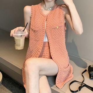 Pocket Detail Open Front Vest / Shorts