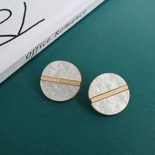 S925 White Round Earrings
