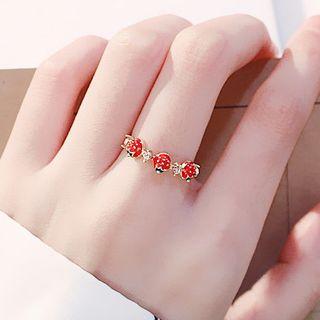 Rhinestone Strawberry Ring 01 - Wg1358 - Red - One Size