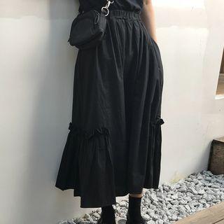 Frill Trim Midi Skirt Black - One Size