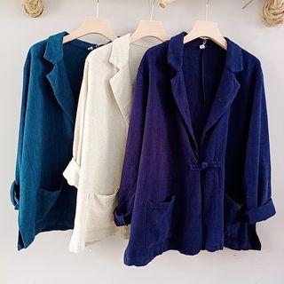 Frog-button Linen Blazer