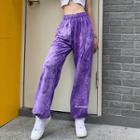 Lettering Embroidered Tie-dye Print Harem Pants
