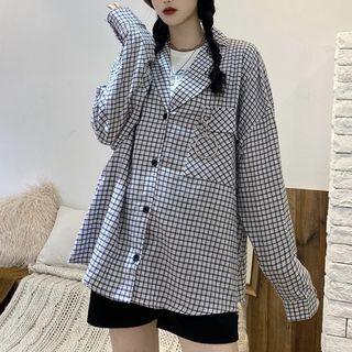 Notch Lapel Plaid Shirt