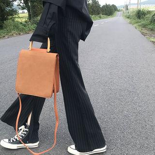 Slit-hem Stripe Boot-cut Pants