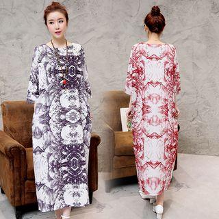 Printed 3/4 Sleeve Maxi Dress