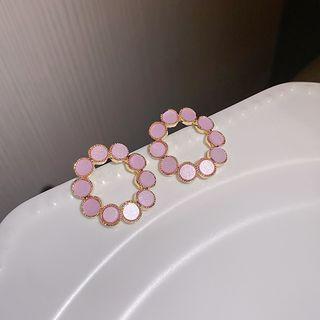 Faux Crystal Alloy Hoop Earring 1 Pair - Earring - Silver Pin - Light Purple - One Size