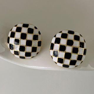 Checker Glaze Alloy Earring 1 Pair - 14k Gold - One Size