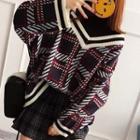 Mock Two Piece Plaid Panel Sweater
