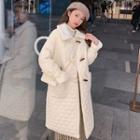 Set: Fleece Collar Quilted Long Toggle Coat + Crossbody Bag