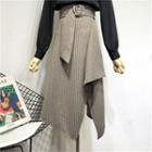 Houndstooth Woolen Irregular A-line Skirt
