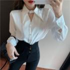 Long-sleeve Cut-out Shirt White - One Size