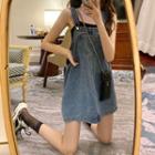 Suspender Denim Jumper Skirt Denim Blue - One Size