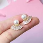 Faux Pearl Rhinestone Earring 1 Pair - White - One Size