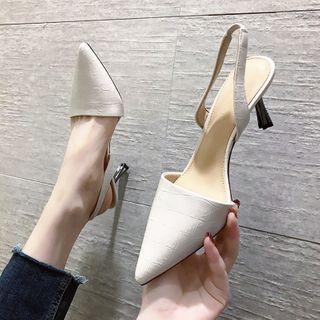 Pointy-toe Kitten Heel Slingback Sandals