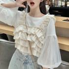 Puff-sleeve Blouse / Ruffle Camisole Top