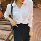 Knot-front Cropped Shirt