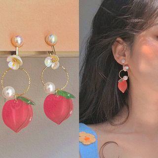 Faux Pearl Peach Dangle Earring