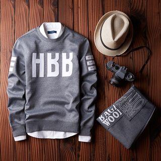 Set: Applique Pullover + Drawstring Printed Sweatpants