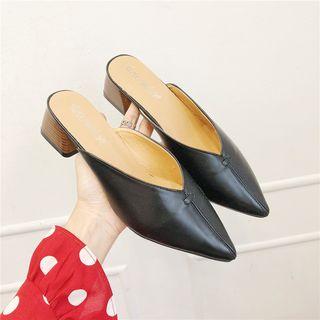 Pointy-toe Block Heel Mules