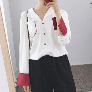 V-neck Color Block Shirt