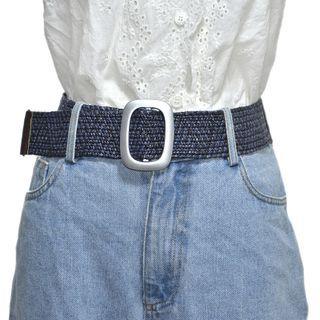 Square Buckled Elasticized Woven Belt