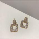 Square Rhinestone Alloy Dangle Earring 1 Pair - Ndyz278 - White - One Size