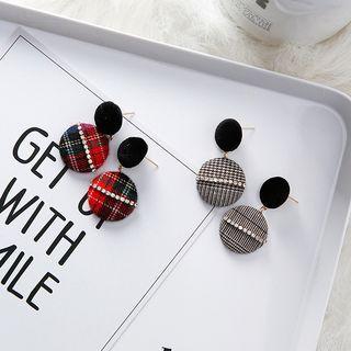 Plaid Button Earring