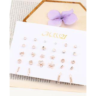 Various Ear Stud Set (28 Pcs) Pink Gold - One Size