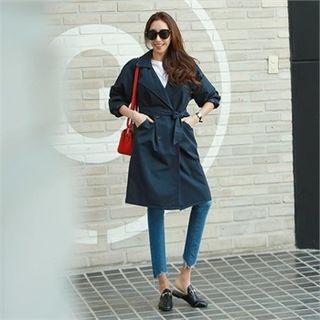 Double-breasted Parka With Sash