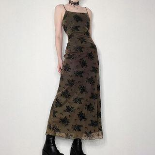 Floral Print Maxi Spaghetti Strap Dress