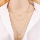 Alloy Geometric Pendant Layered Necklace Gold - One Size
